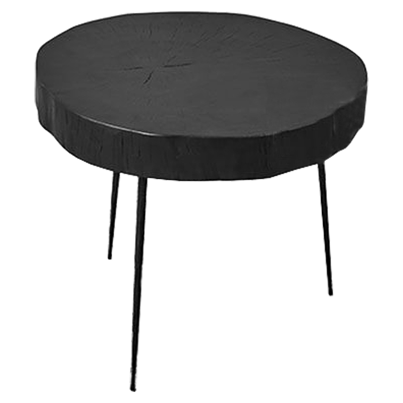 Приставной стол Saw Cut Black Wood Side Table Черный в Омске | Loft Concept 