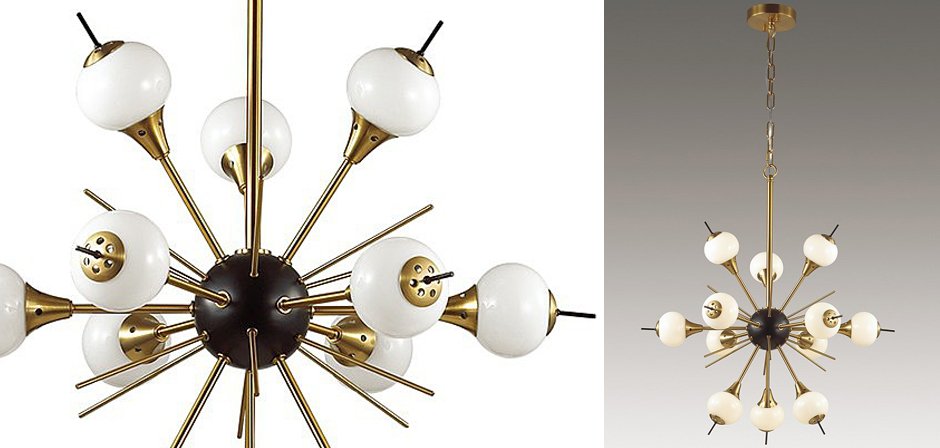 White Glass Globes Sputnik Chandelier White Glass Globes Sputnik Chandelier - Loft-Concept в Омске