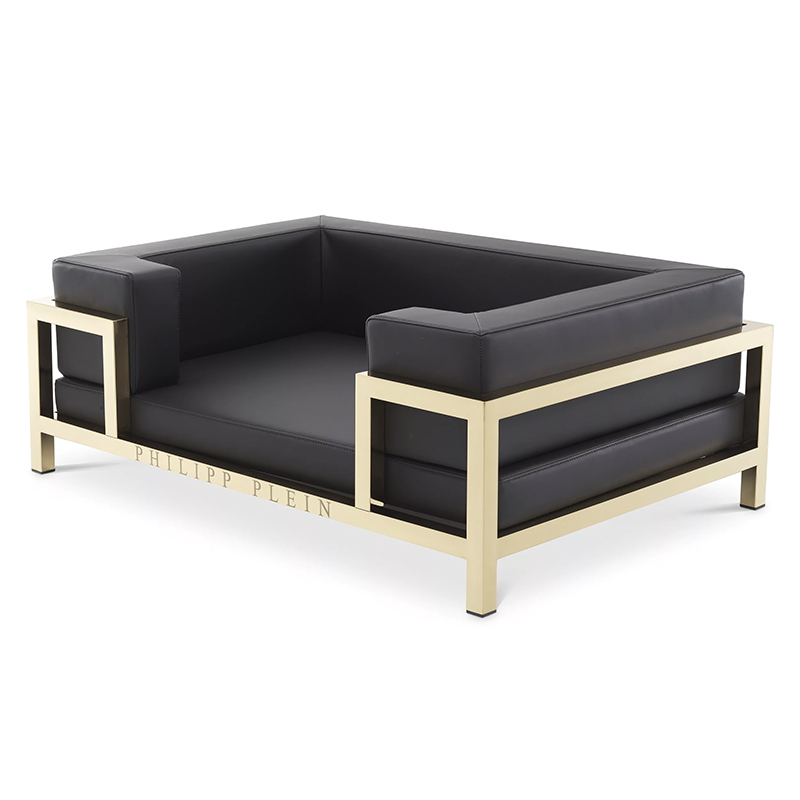 Лежанка для домашних животных Philipp Plein Dogbed High Conic XL Gold Черный Золотой в Омске | Loft Concept 