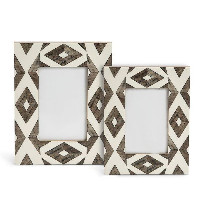 Фоторамка кость Ethnic Indian Wood Bone Inlay photo frame ivory ( слоновая кость ) Коричневый в Омске | Loft Concept 