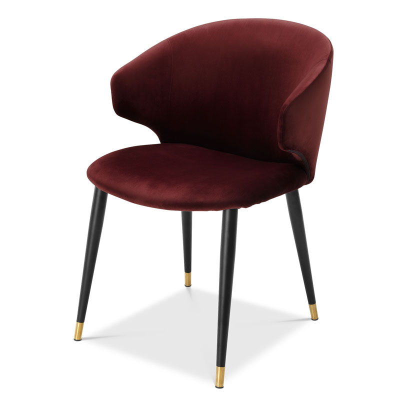 Стул Eichholtz DINING CHAIR VOLANTE burgundy Бургундский красный Черный Золотой в Омске | Loft Concept 