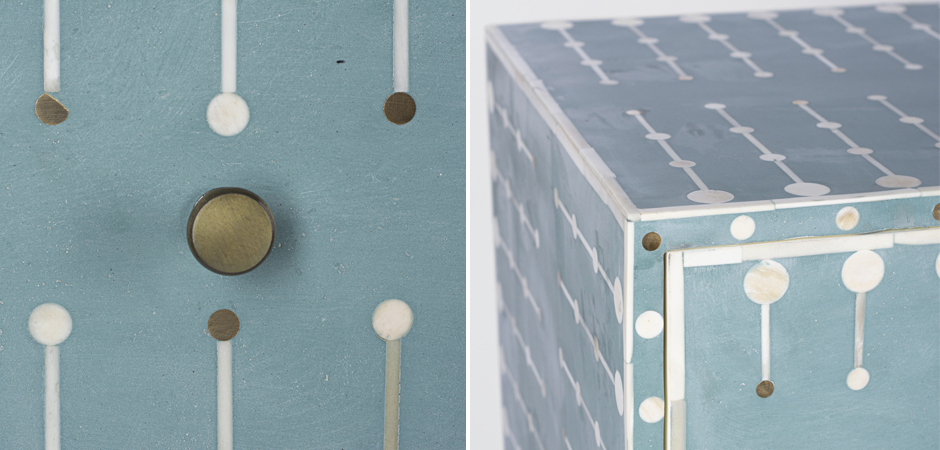 Комод голубой кость BONE INLAY 3 DRAWER - фото №1