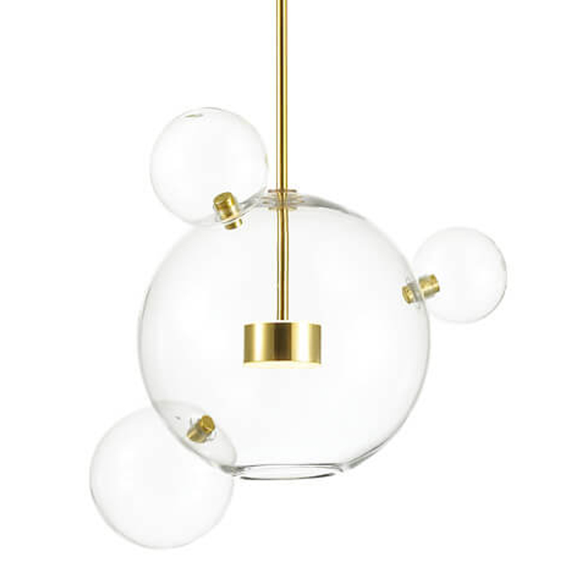 Подвесной светильник Transparent Bubble Pendant Gold 3 Глянцевое золото Прозрачный в Омске | Loft Concept 