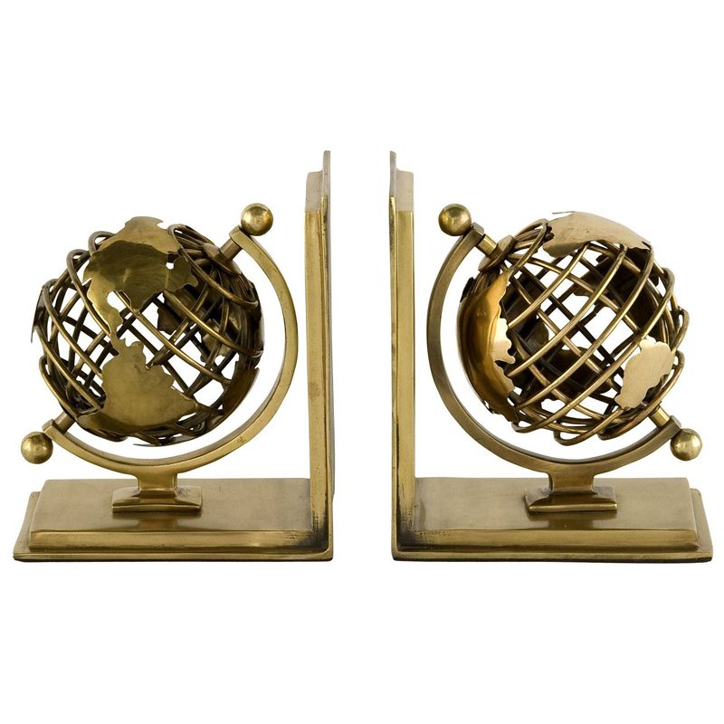 Держатель для книг Eichholtz Bookend Globe set of 2 Латунь Античная полированная в Омске | Loft Concept 