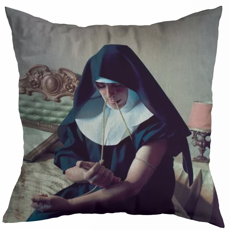 Декоративная подушка Seletti Cushion Nun Бежевый Коричневый Черный Зеленый шалфей в Омске | Loft Concept 