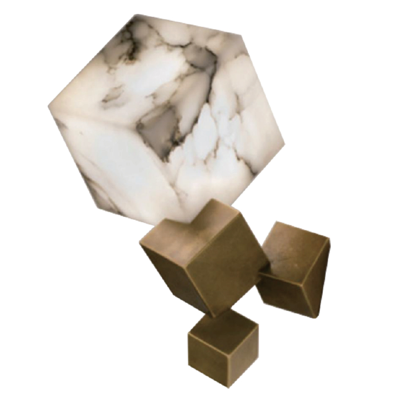 Бра Marble Cube Wall lamp Белый Мрамор Bianco Медь в Омске | Loft Concept 