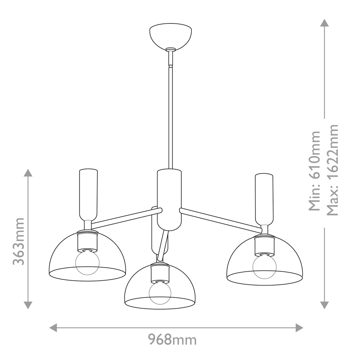 Люстра с 3-мя прозрачными полусферическими плафонами из стекла Alora Mood в Омске