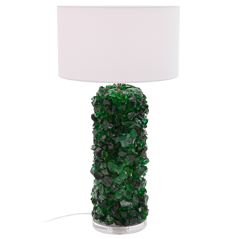 Настольная лампа Enide Green Table Lamp с абажуром Зеленый Белый Прозрачный в Омске | Loft Concept 