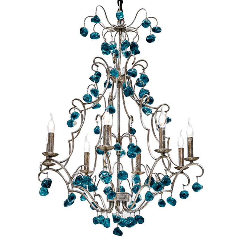 Люстра Crystal Blue Cupertino Chandelier  Бирюзовый в Омске | Loft Concept 