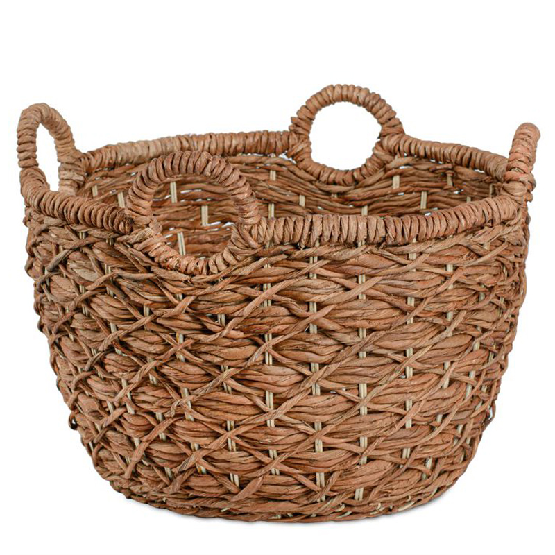 Корзина плетеная Wicker basket 4 handles Коричневый в Омске | Loft Concept 