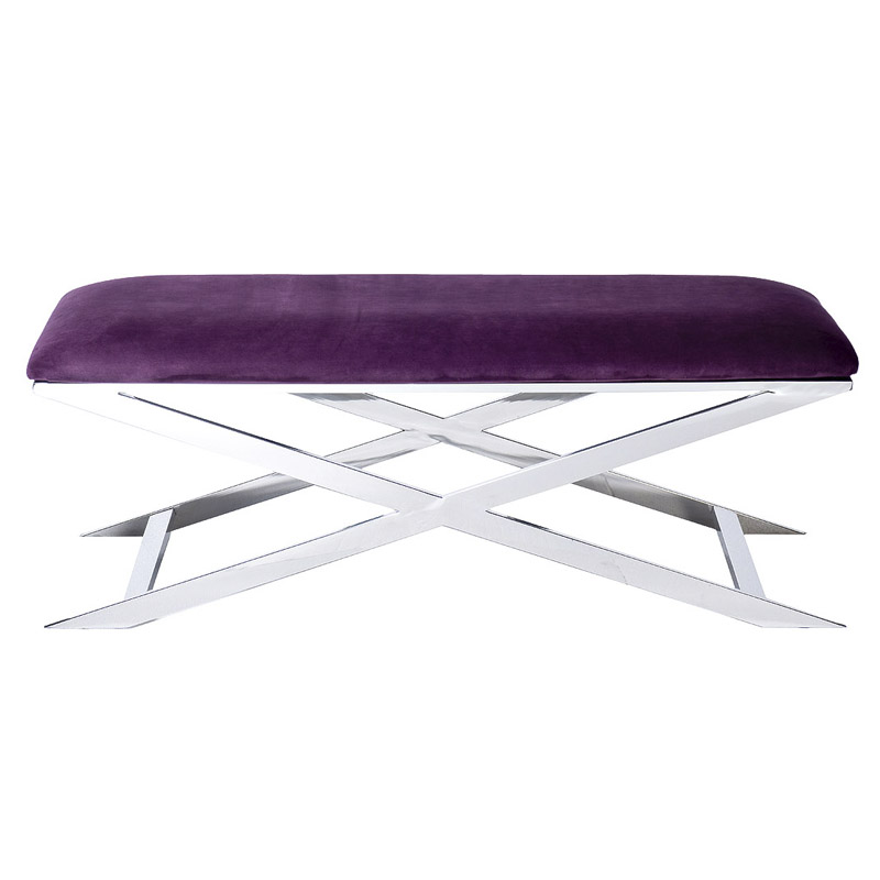 Банкетка Bench Velor Violet Хром Фиолетовый в Омске | Loft Concept 