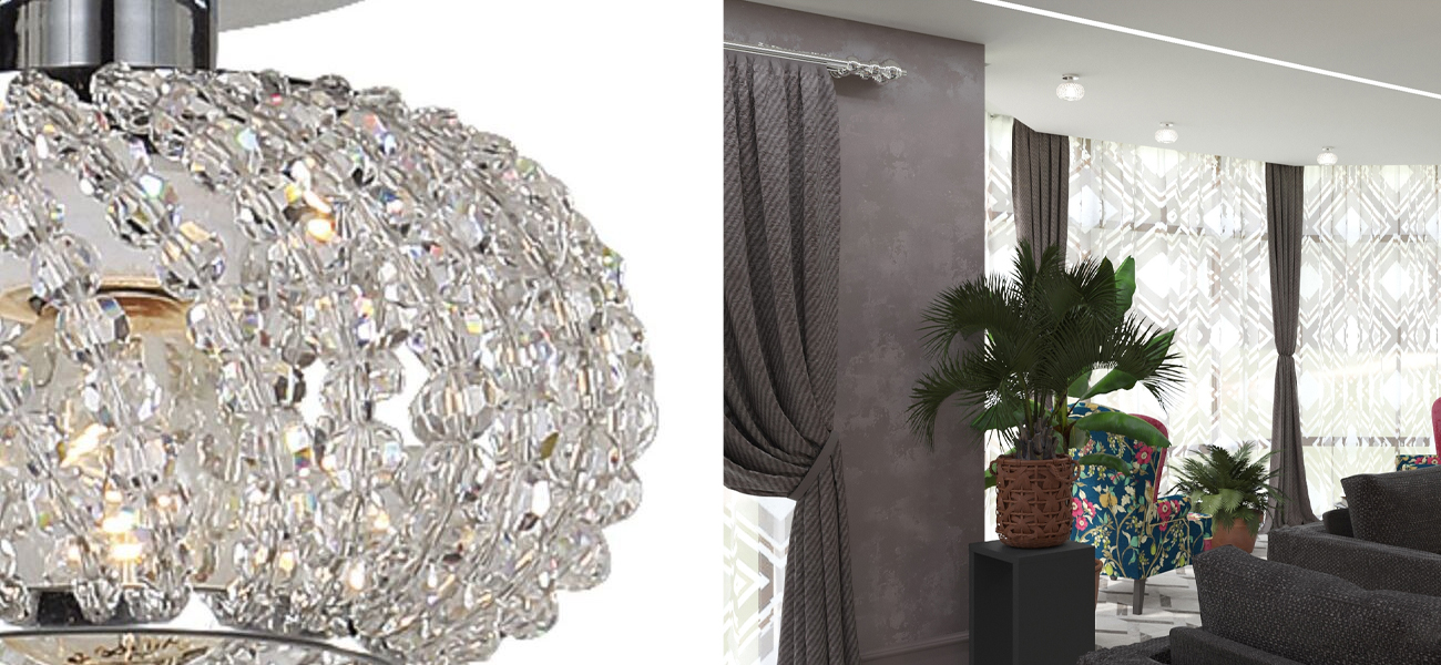 Потолочный светильник с плафоном из хрусталя Cocoon Chrome - фото