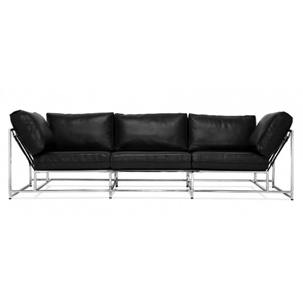 Диван Black Calfskin Sofa Черный в Омске | Loft Concept 