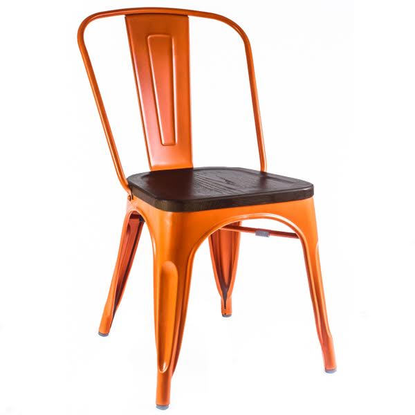 Кухонный стул Tolix Chair Wood Orange Оранжевый Коричневый в Омске | Loft Concept 