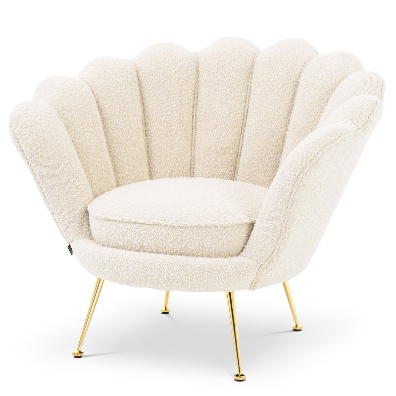 Кресло Eichholtz Chair Trapezium Boucle cream Кремовый Латунь в Омске | Loft Concept 