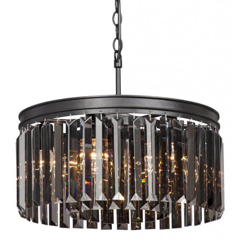 Люстра RH Rhys Smok Glass Prism Round Chandelier 40 Черный матовый в Омске | Loft Concept 