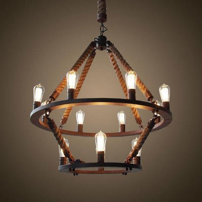 Люстра Rope Filament Chandelier Черный в Омске | Loft Concept 