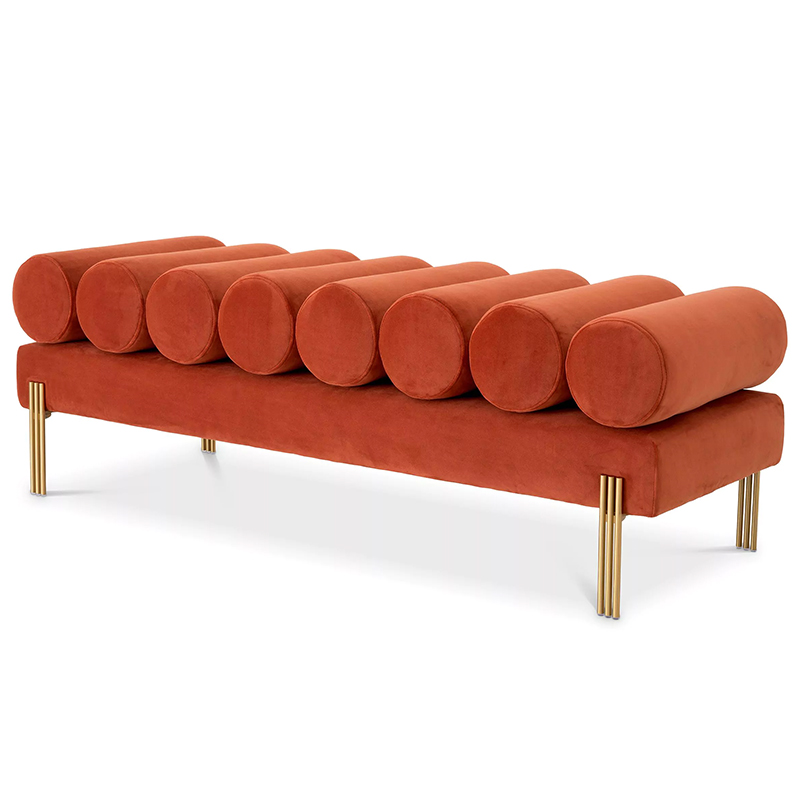 Банкетка Eichholtz Bench Oxley Orange Оранжевый Латунь в Омске | Loft Concept 