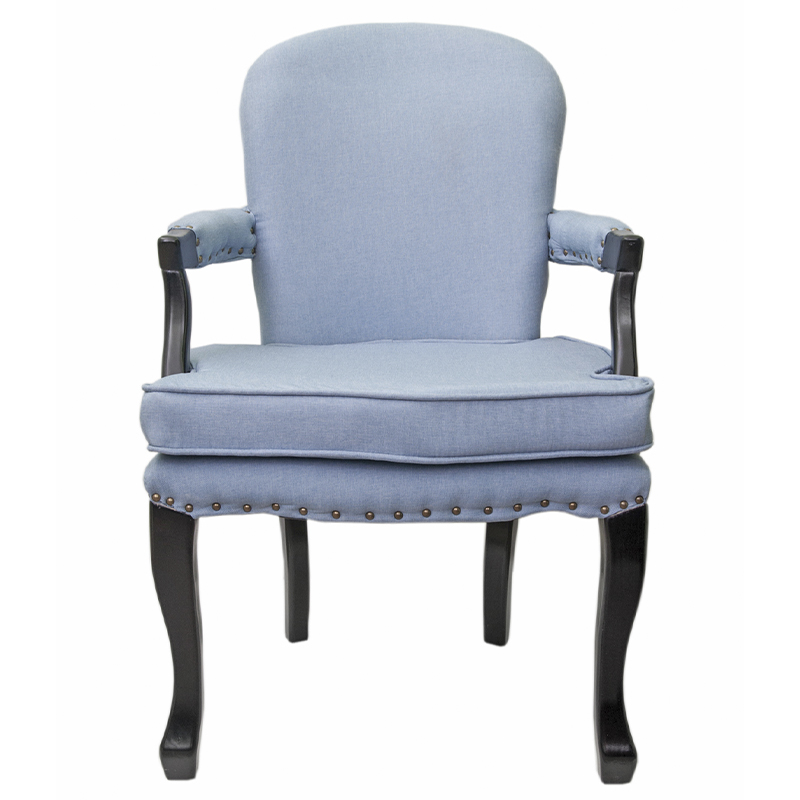 Кресло Aubrey Classical Armchair blue flax Голубой Черный в Омске | Loft Concept 