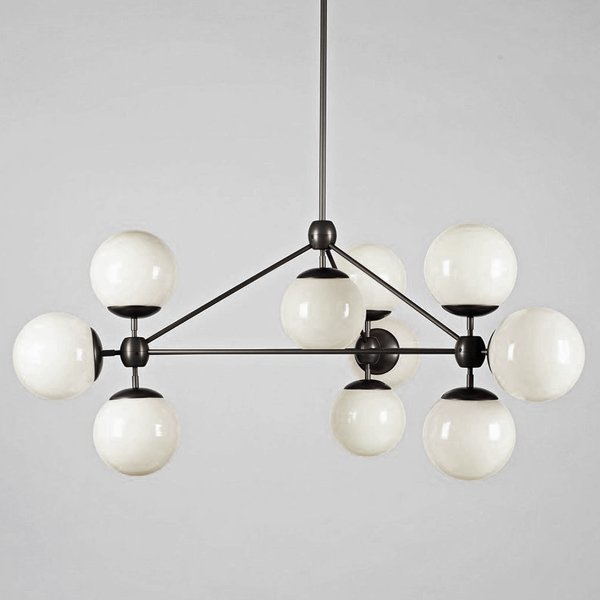 Modo 10 Globes Chandelier Black and White Glass Прозрачный белый Черный в Омске | Loft Concept 