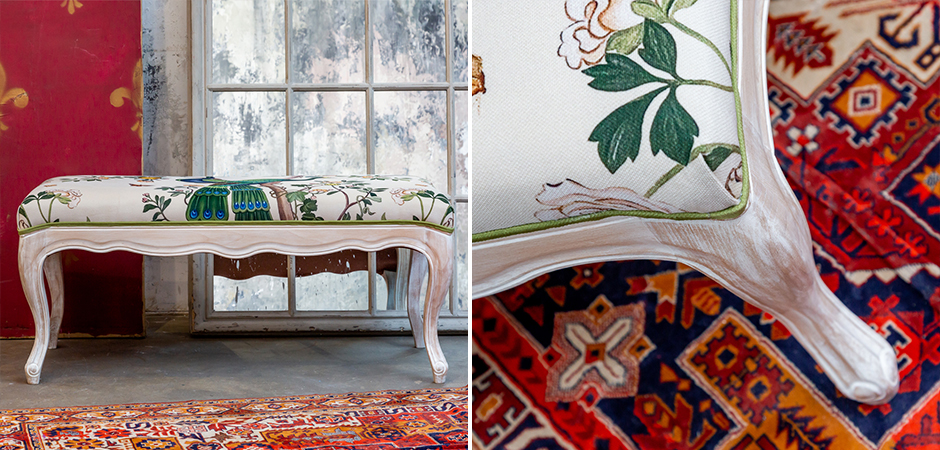 Банкетка с зелеными павлинами Emperor