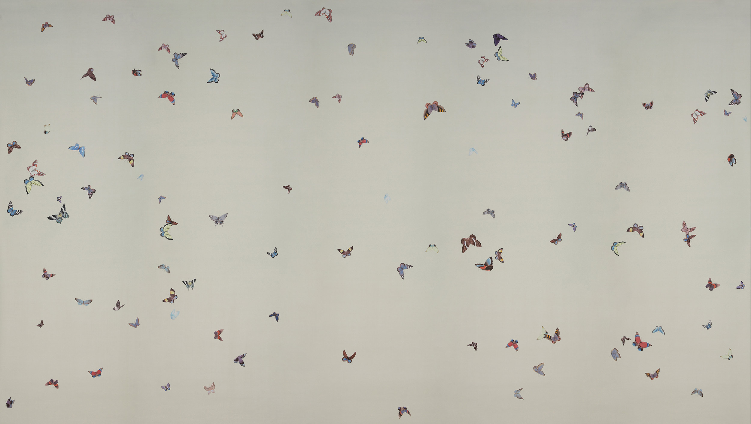 Обои ручная роспись Butterflies Icarus on Rose Shadow metallic silk Обои ручная роспись Butterflies Icarus on Rose Shadow metallic silk - постер Loft-Concept в Омске
