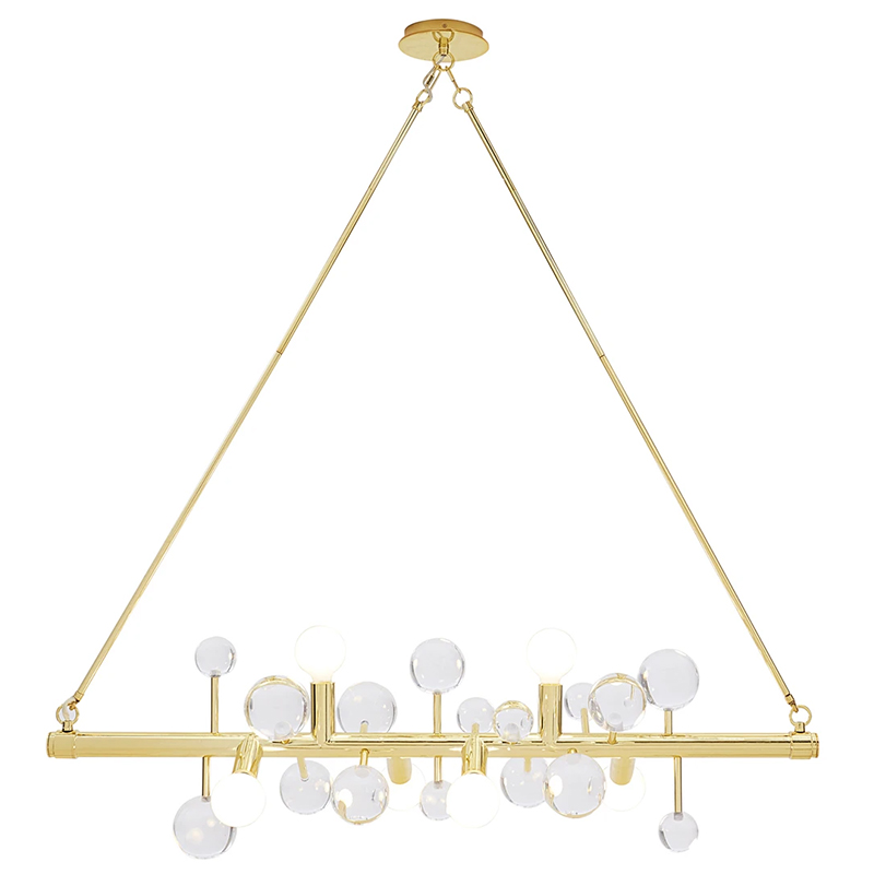 Люстра Jonathan Adler SIX-LIGHT LINEAR CHANDELIER Clear Золотой Прозрачное Стекло Белый в Омске | Loft Concept 