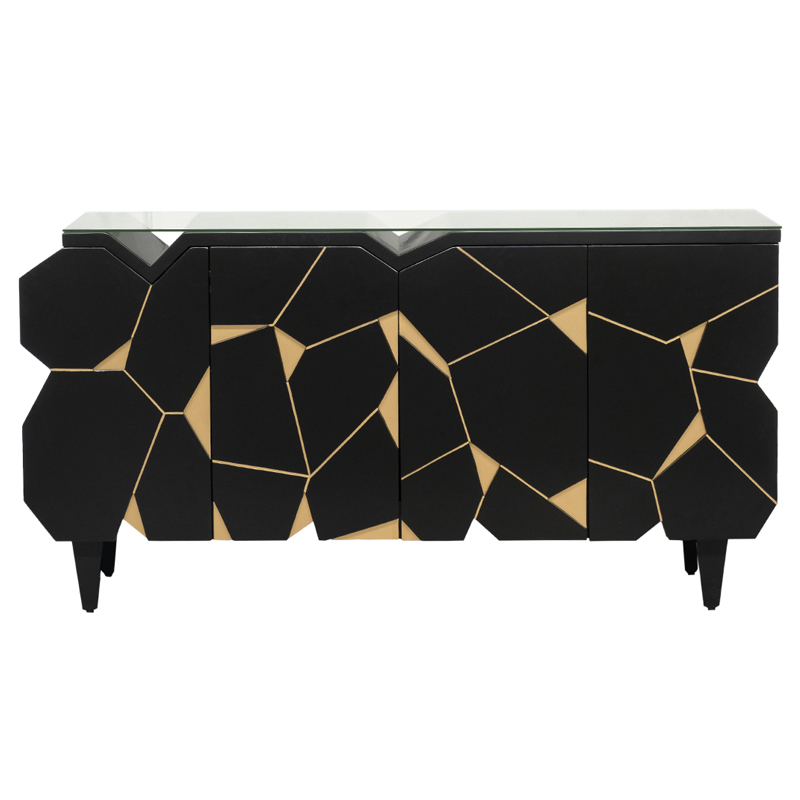 Комод геометрический декор Mosaik Chest of drawers Черный Черный Золотой в Омске | Loft Concept 