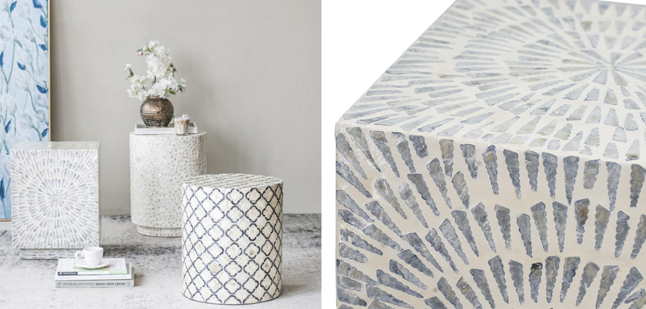 Приставной Стол Bone Inlay из раковин устриц Приставной Стол Bone Inlay из раковин устриц - Loft-Concept в Омске