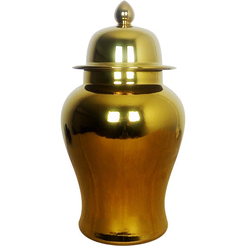 Ваза Gold Ceramic Chinese Jars with Lids Золотой Ваза Gold Ceramic Chinese Jars with Lids Золотой в Омске | Loft Concept