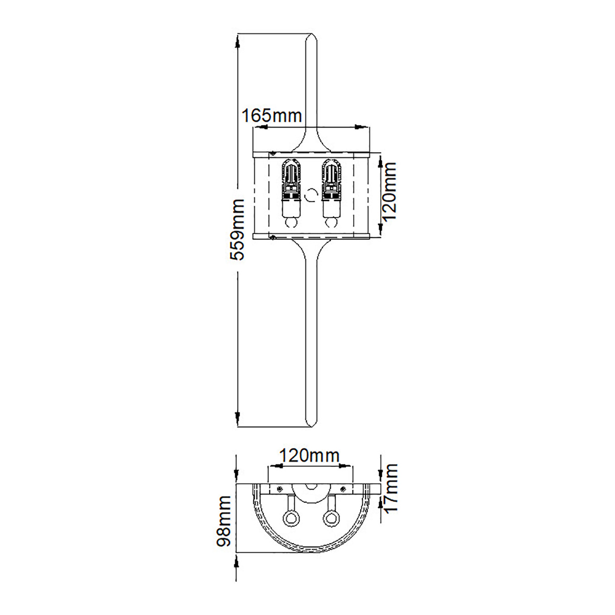 Бра вертикальное с белым полукруглым плафоном и длинным стержнем S Kichler в Омске