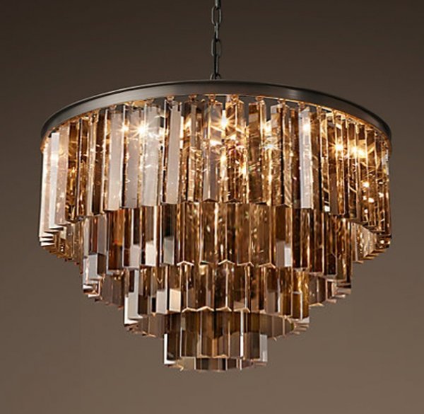 Люстра RH 1920s Odeon Smoke Glass Fringe Chandelier -60 Черный в Омске | Loft Concept 