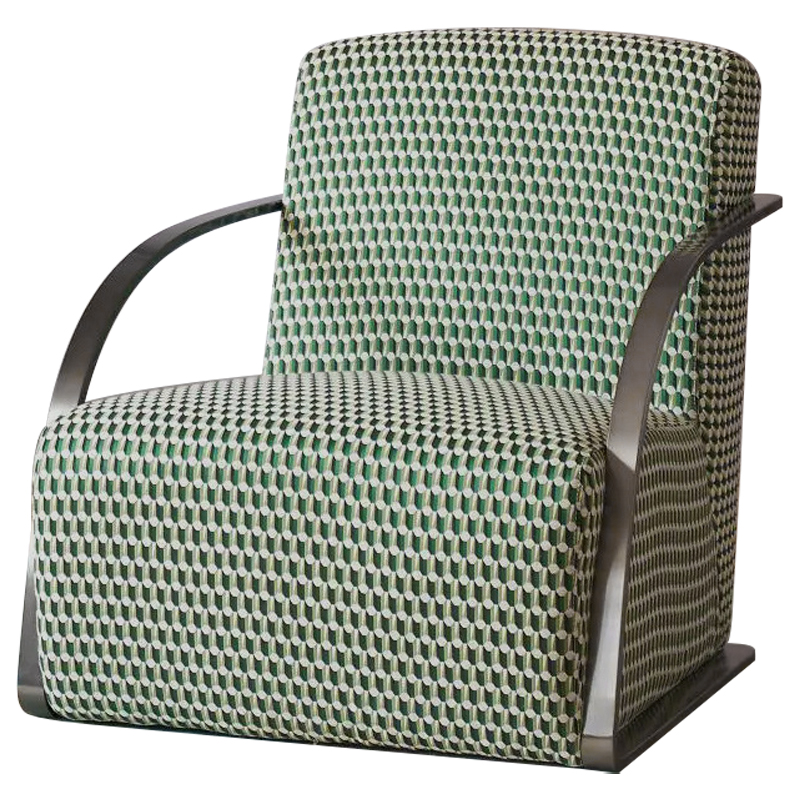 Кресло Esme Green Pattern Armchair Зеленый Темный хром в Омске | Loft Concept 