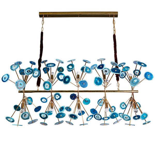 Люстра Agate Burst Chandelier Blue Line Золотой Синий в Омске | Loft Concept 