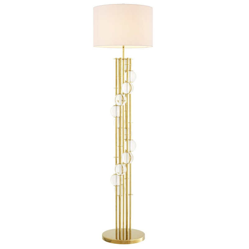 Торшер Eichholtz Floor Lamp Lorenzo Gold & white Глянцевое золото Белый Прозрачный в Омске | Loft Concept 