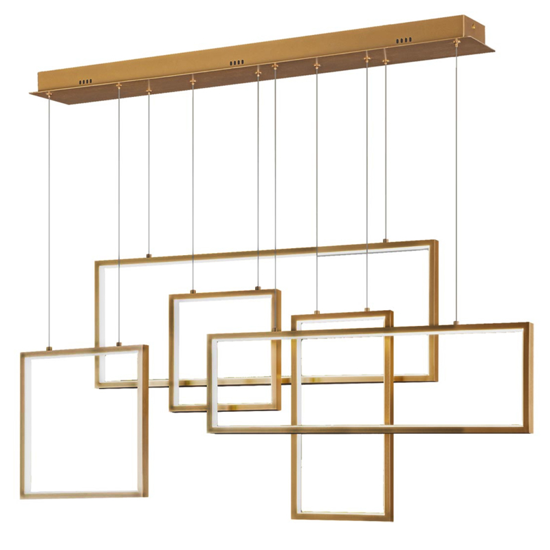 Люстра Rectangle Geometry Chandelier Gold 5 Золотой в Омске | Loft Concept 