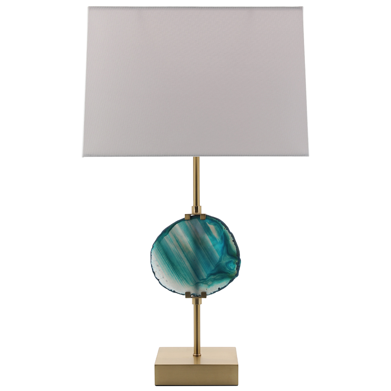 Настольная лампа Blue Agate Design Table Lamp Латунь Синий Бирюзовый Белый в Омске | Loft Concept 