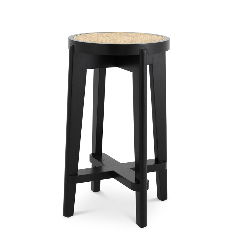 Полубарный стул Eichholtz Counter Stool Dareau black Бежевый Черный в Омске | Loft Concept 