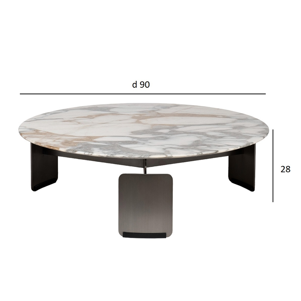 Столик журнальный с круглой мраморной столешницей на трех опорах Marble Stone Drawing в Омске