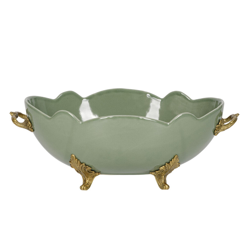Чаша зеленого цвета из фарфора с волнообразным краем Eden Garden porcelain and bronze Зеленый Бронза Чаша зеленого цвета из фарфора с волнообразным краем Eden Garden porcelain and bronze Зеленый Бронза в Омске | Loft Concept