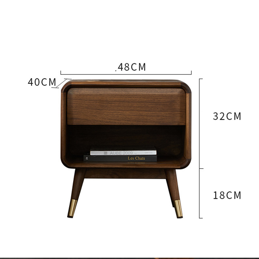 Прикроватная деревянная тумба с ящиком и нишей для хранения Moon Walnut Furniture Прикроватная деревянная тумба с ящиком и нишей для хранения Moon Walnut Furniture в Омске