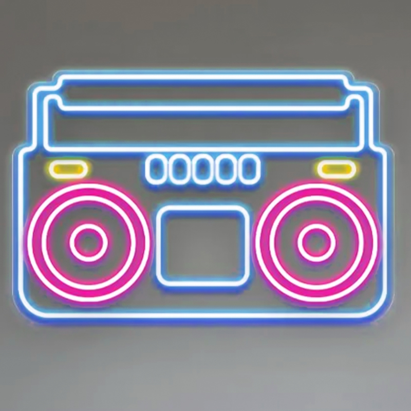 Неоновая настенная лампа Tape Recorder Neon Wall Lamp Голубой Розовый Прозрачный Неоновая настенная лампа Tape Recorder Neon Wall Lamp Голубой Розовый Прозрачный в Омске | Loft Concept