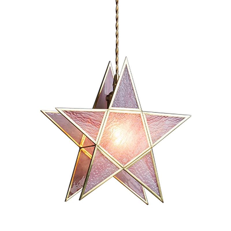 Подвесной светильник Star Pink Glass Hanging Light Розовый Латунь в Омске | Loft Concept 