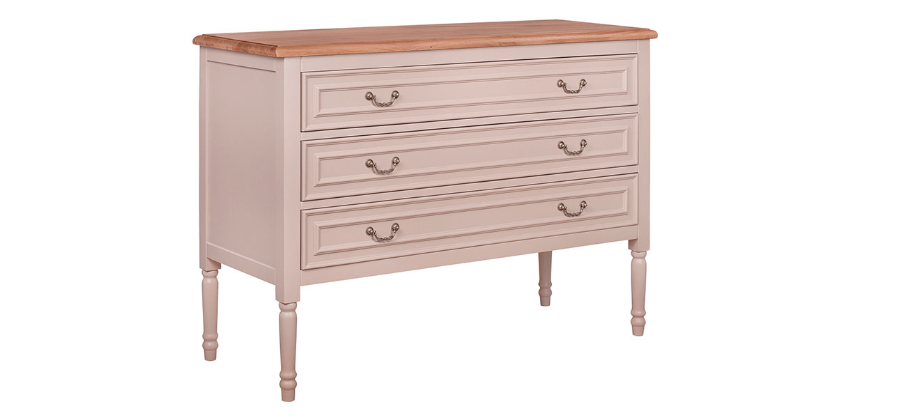 Бежевый комод из дуба Amelia beige   - фото