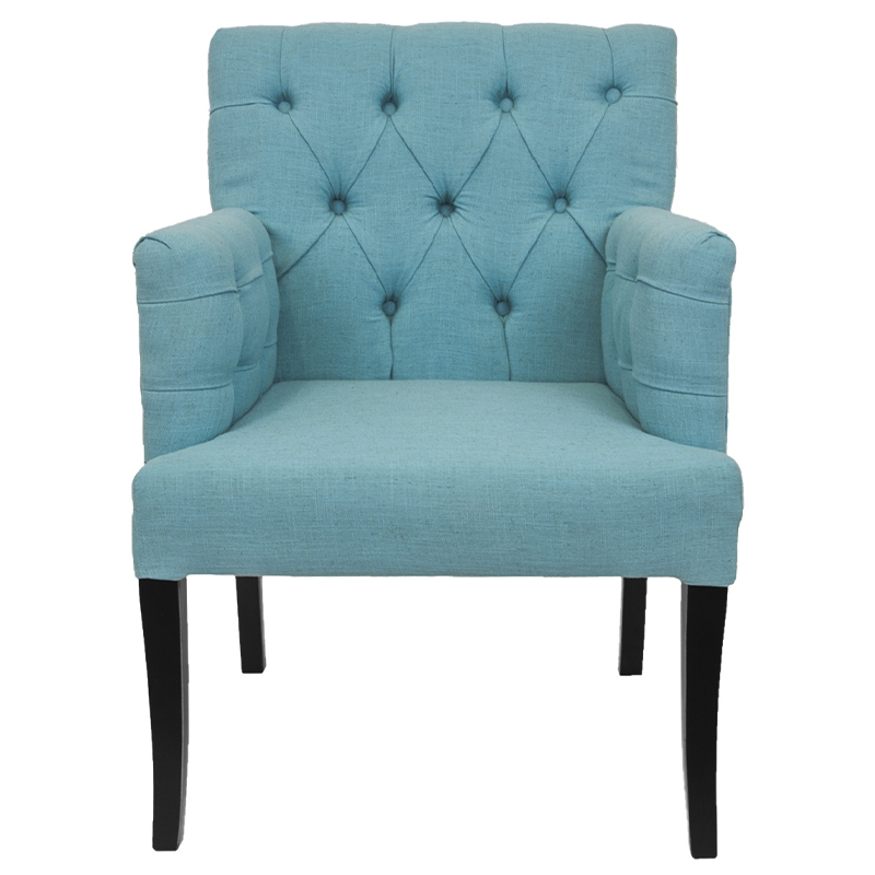 Кресло Addison Chic Armchair blue flax Бирюзовый Черный в Омске | Loft Concept 