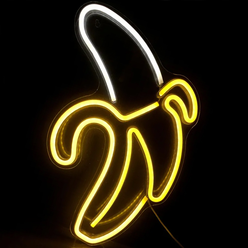 Неоновая настенная лампа Banana Neon Wall Lamp Прозрачный Белый Желтый в Омске | Loft Concept 