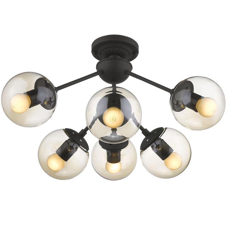 Потолочный светильник Ceiling Lamp Modo 6 black Черный Янтарный в Омске | Loft Concept 