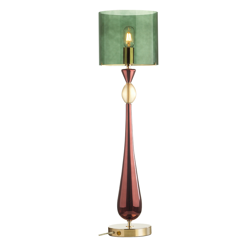 Настольная лампа Roser Green Burgundy Table Lamp Бургундский красный Золотой Зеленый в Омске | Loft Concept 