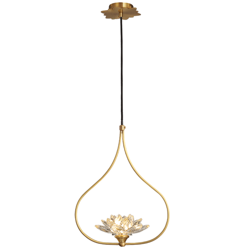 Хрустальный светильник Цветок Лотоса Lotus flower Clear Glass pendant lamp A Латунь Прозрачное Стекло в Омске | Loft Concept 