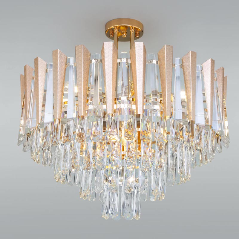 Потолочная люстра Crystal Edge Chandelier Прозрачный (Transparent) Золотой в Омске | Loft Concept 